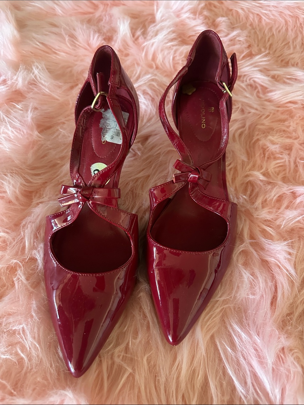 Bandolino Red Patent Pointed-Toe Mary Jane Heels